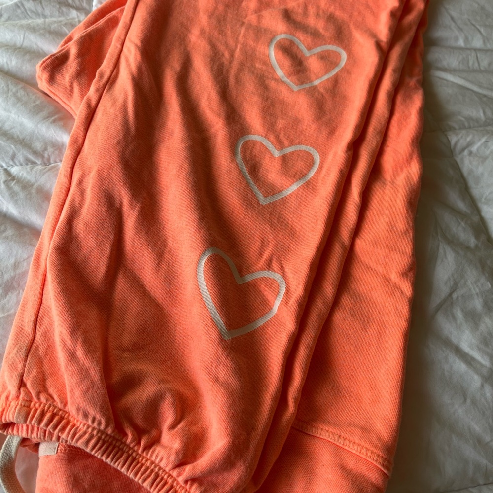 Sundry Vibrant Orange Joggers with Heart Accents